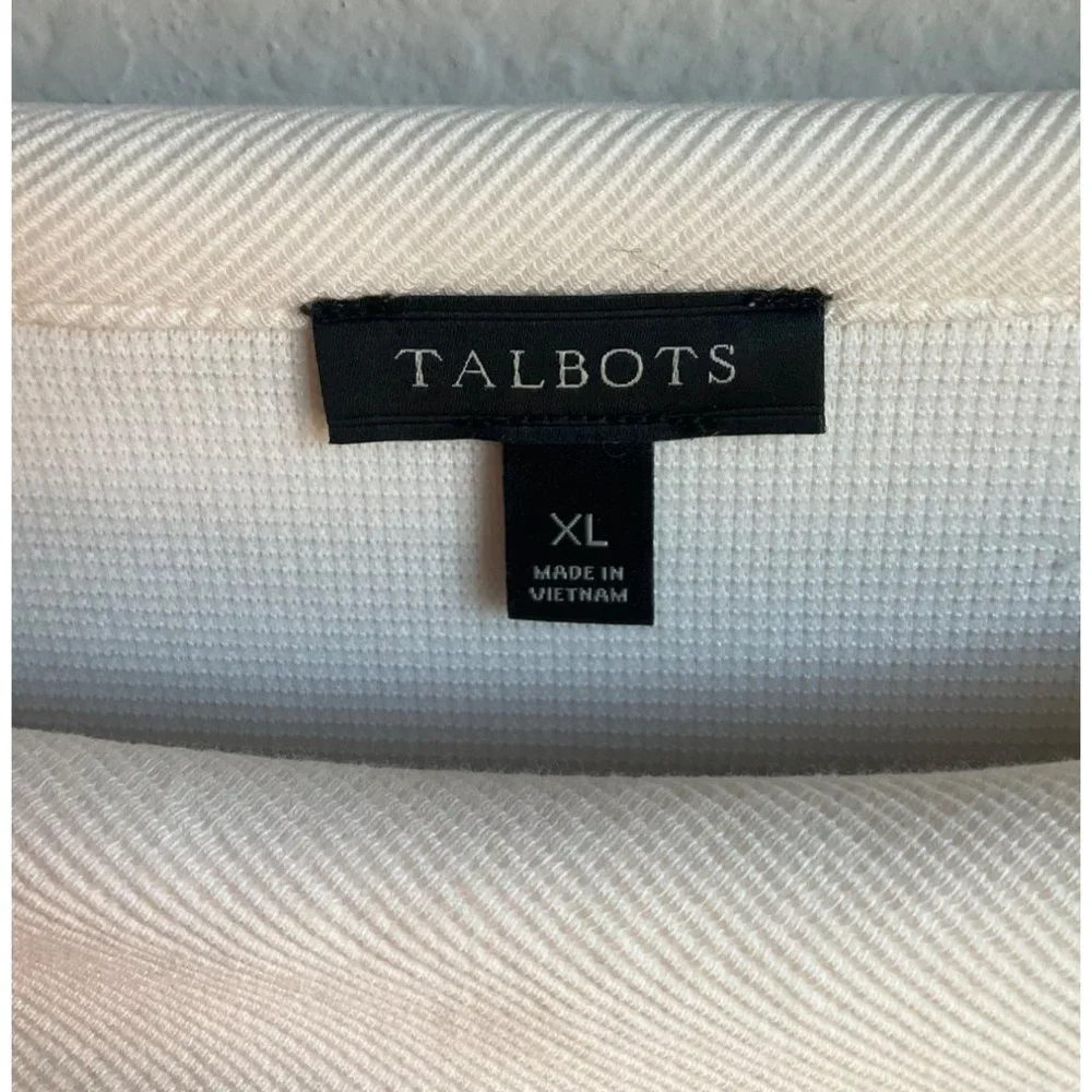 Talbots Women’s Sz.XL Ribbed Portrait Collar Top Blouse Cream cotton Blend - Picture 2 of 10
